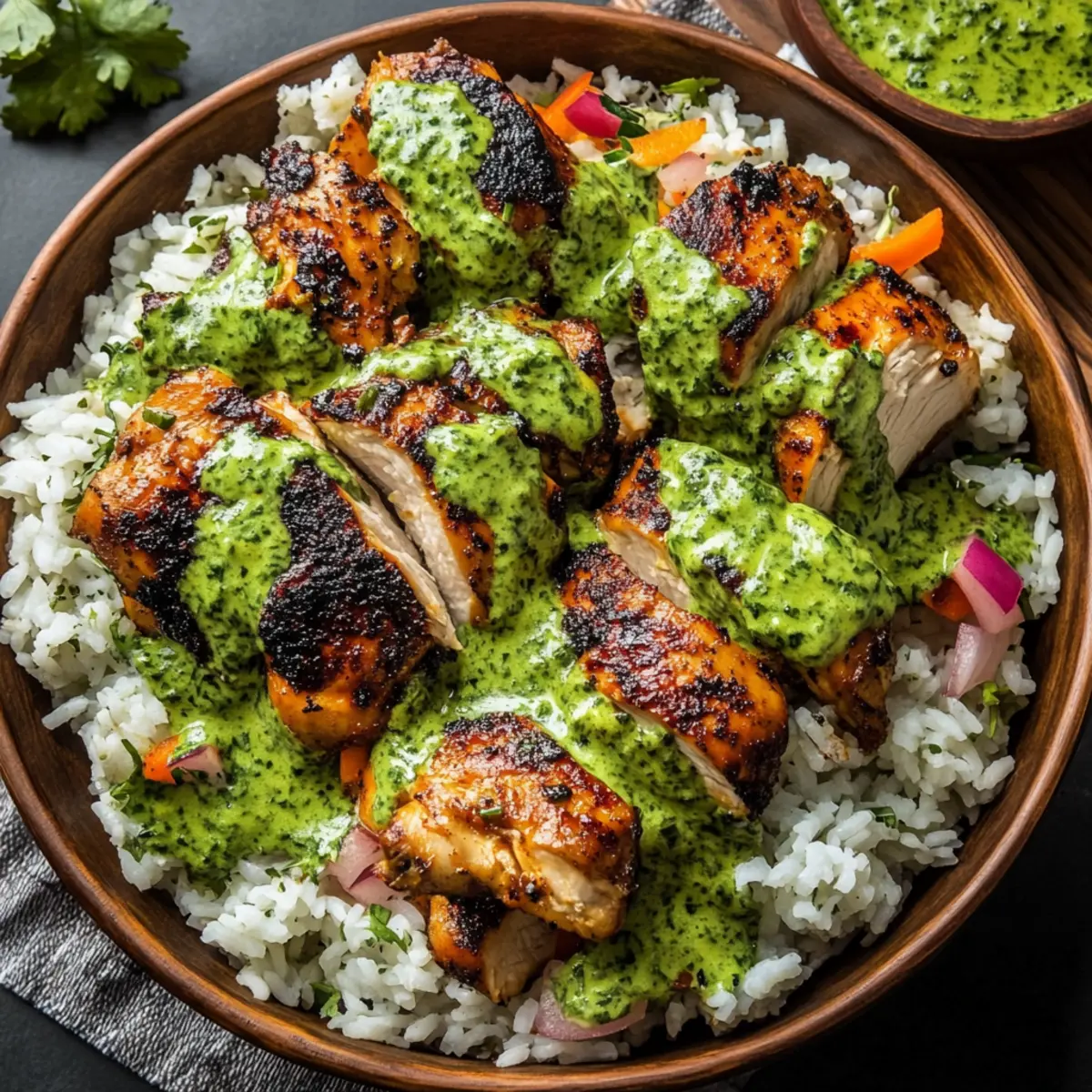 Peruvian Chicken and Rice with Green Sauce