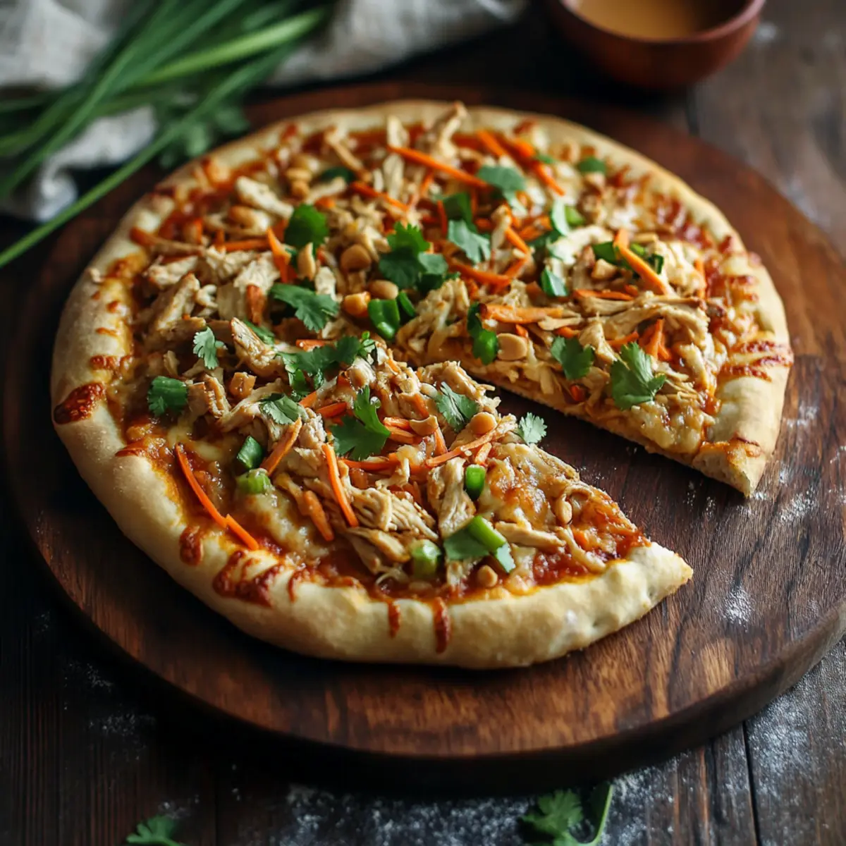 Thai Chicken Pizza with Peanut Sauce