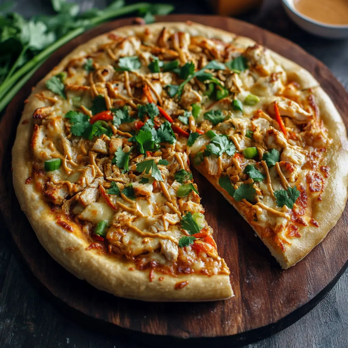 Thai Chicken Pizza with Peanut Sauce