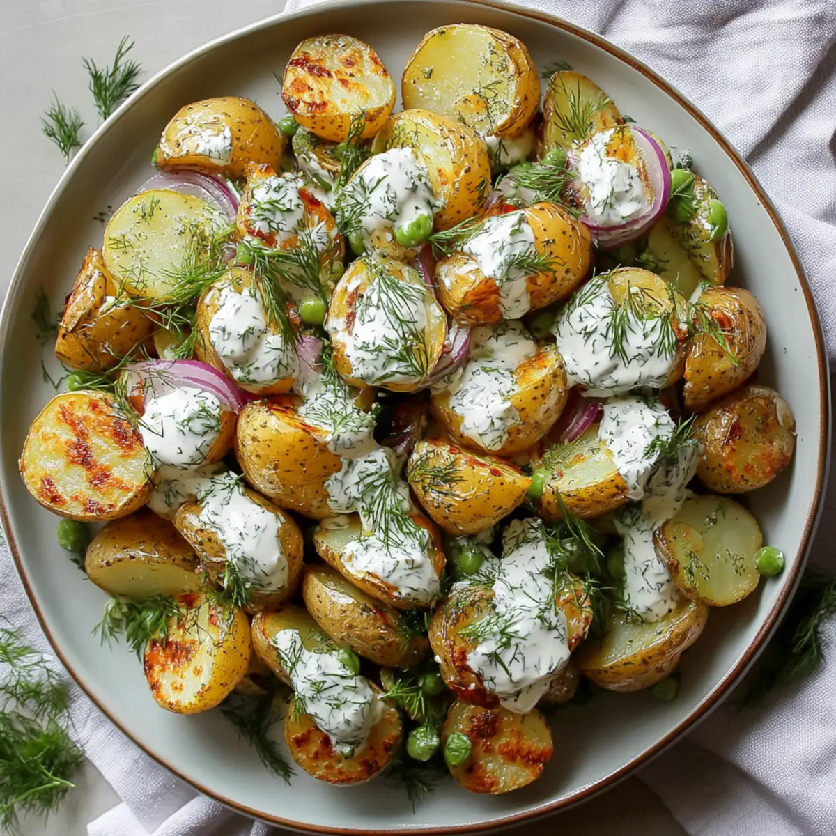 Crispy Potato Salad with Creamy Yogurt Dill Dressing