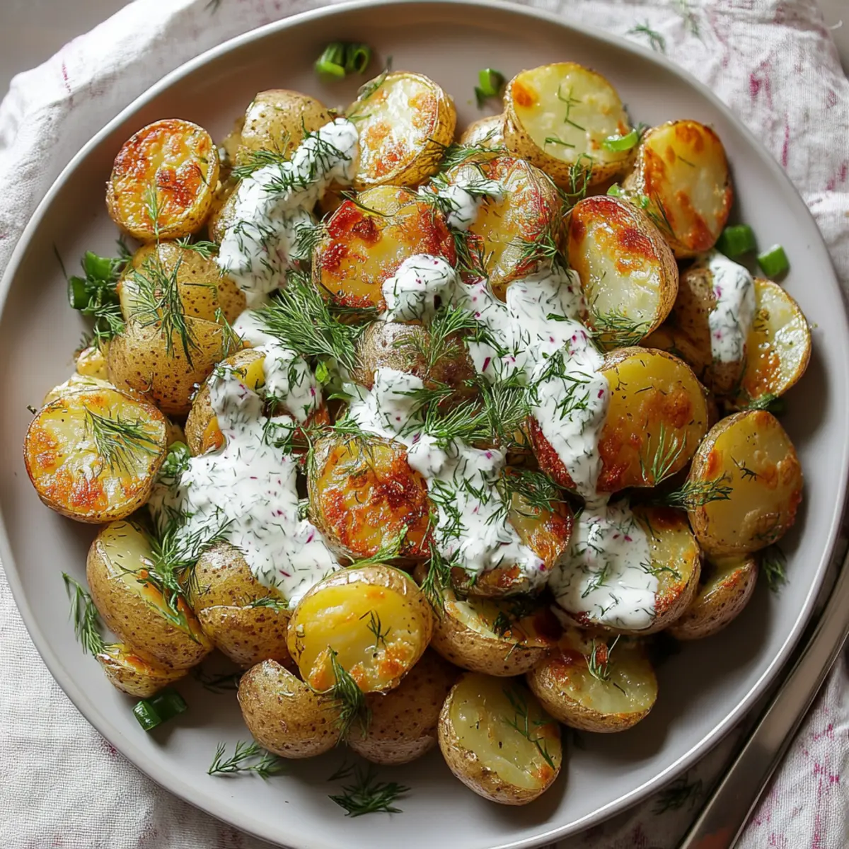 Crispy Potato Salad with Creamy Yogurt Dill Dressing