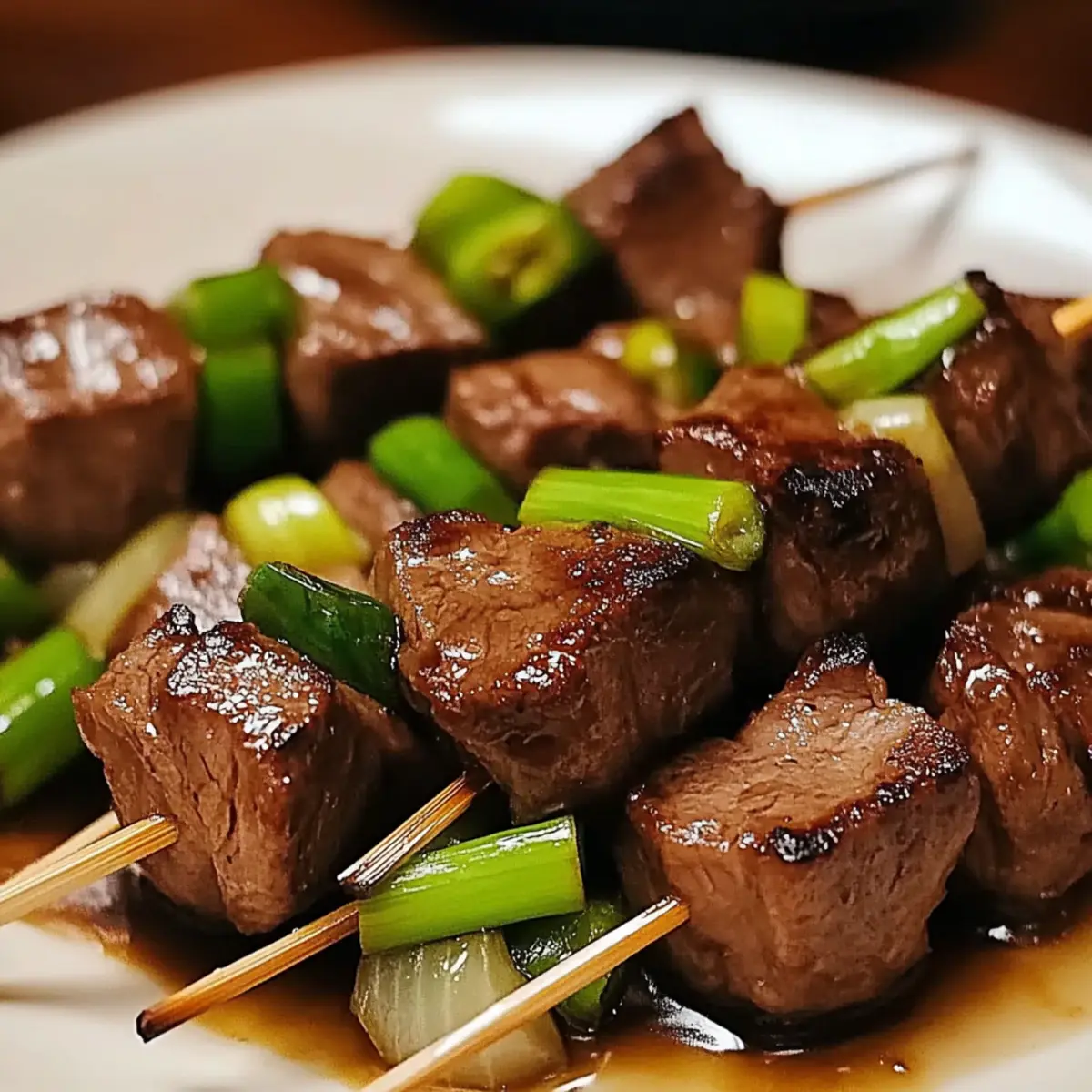 Juicy Beef and Scallion Sautéed Skewers