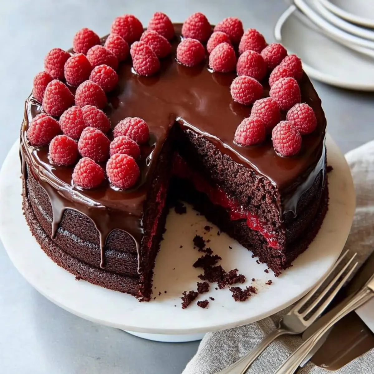 Raspberry Chocolate Ganache Cake
