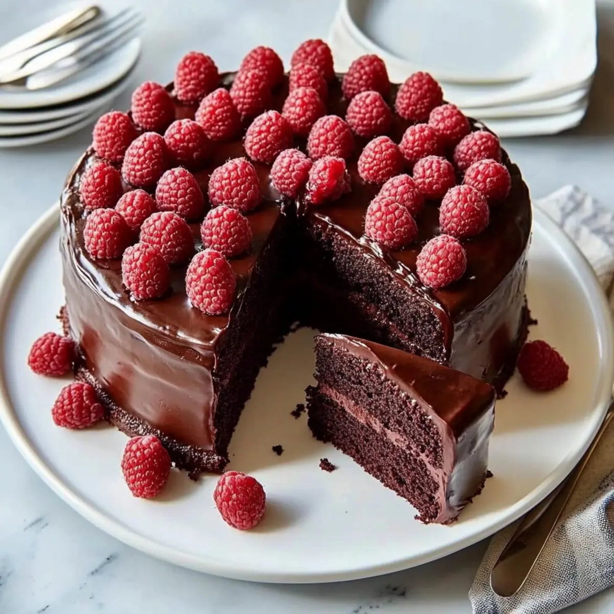 Raspberry Chocolate Ganache Cake