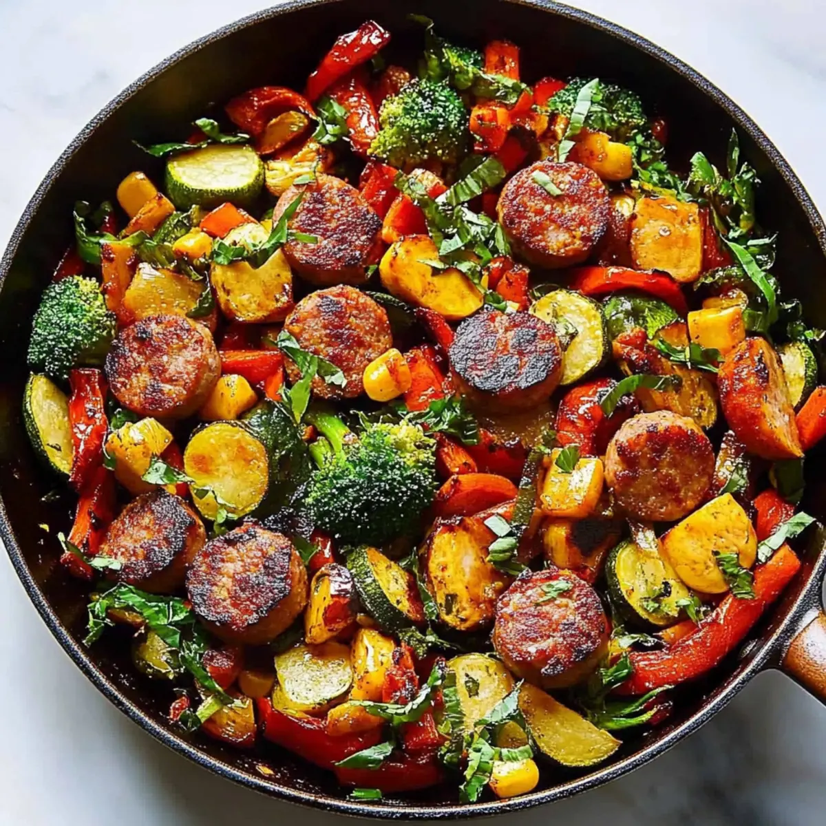 Roasted Chicken Sausage Veggie Skillet