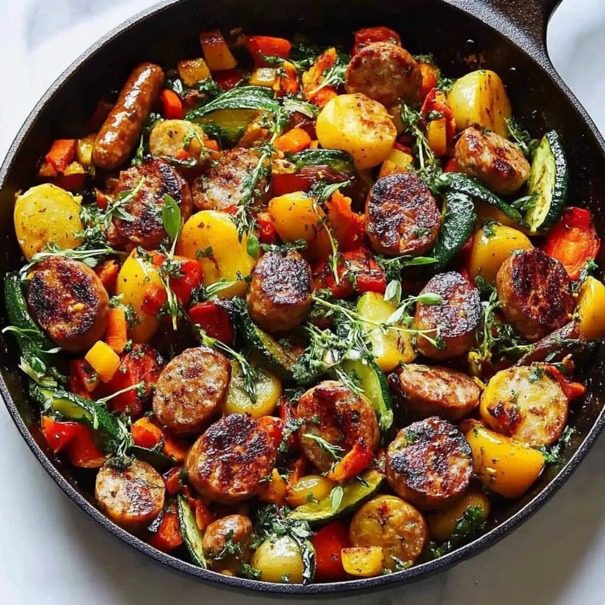 Roasted Chicken Sausage Veggie Skillet