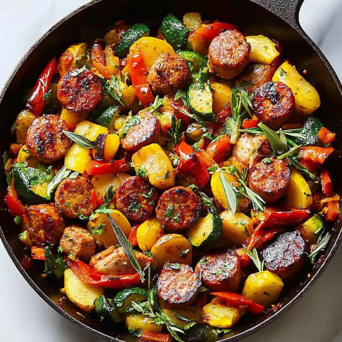 Roasted Chicken Sausage Veggie Skillet