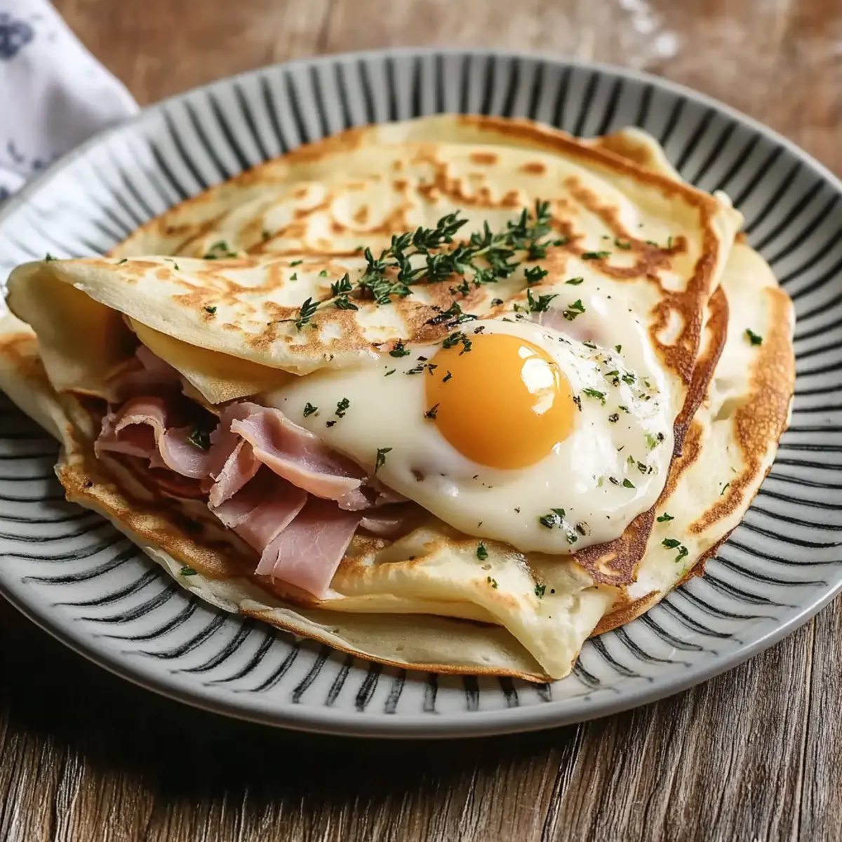 Savory Breakfast Crêpes with Ham Cheese