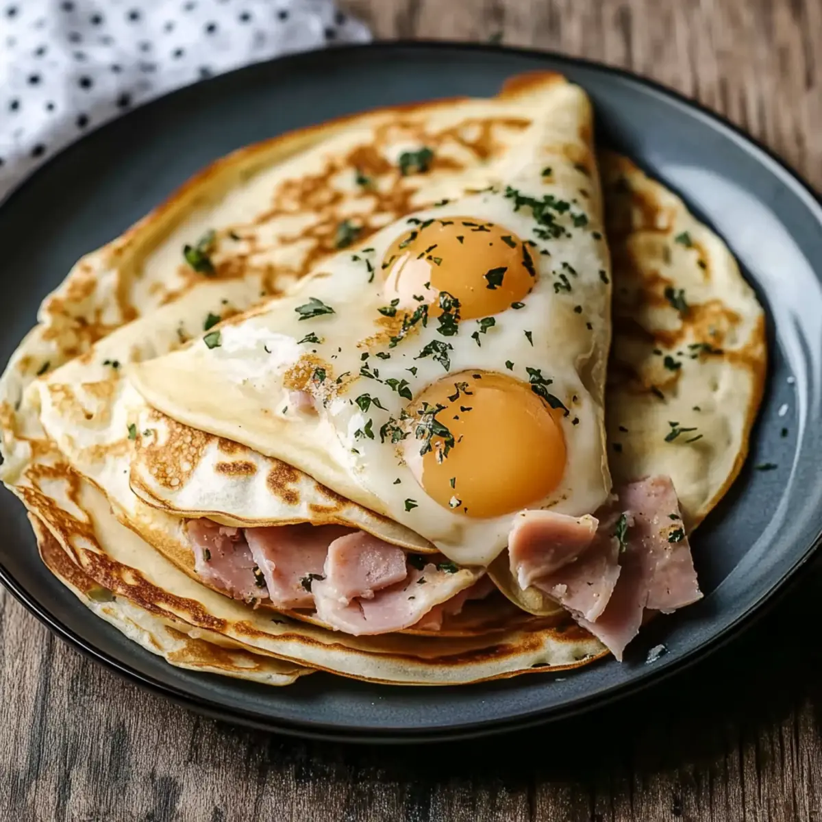 Savory Breakfast Crêpes with Ham Cheese