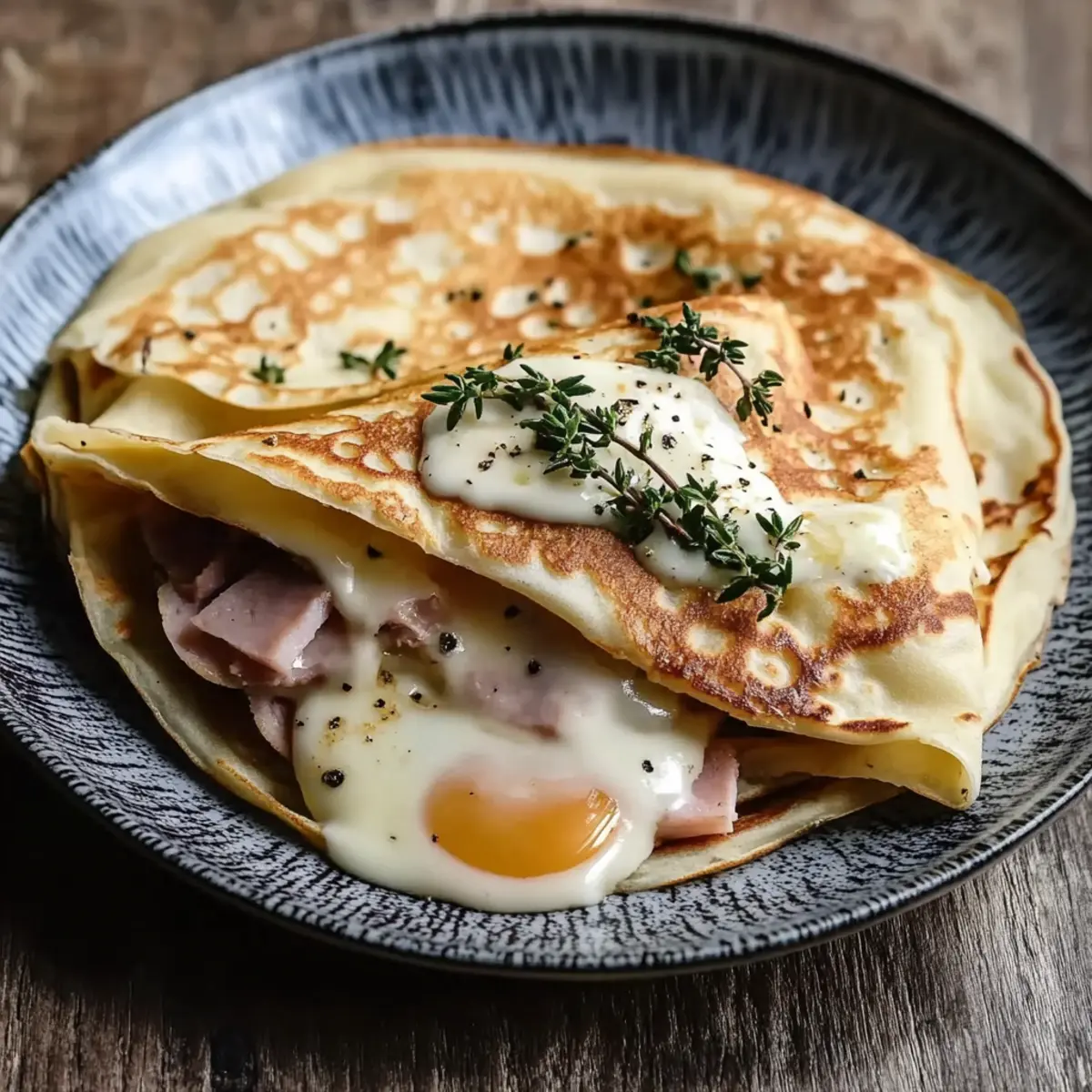 Savory Breakfast Crêpes with Ham Cheese