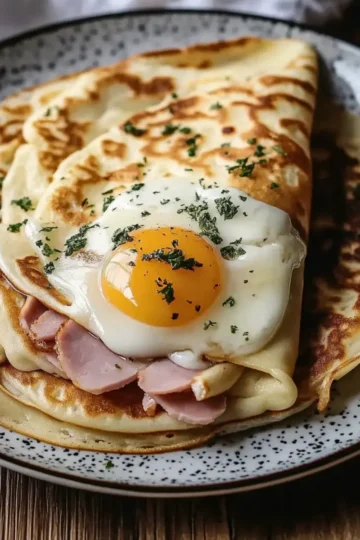 Savory Breakfast Crêpes with Ham Cheese