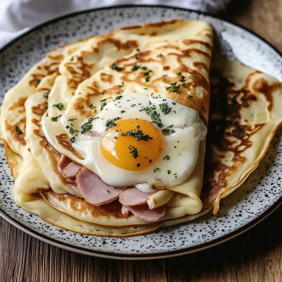 Savory Breakfast Crêpes with Ham Cheese