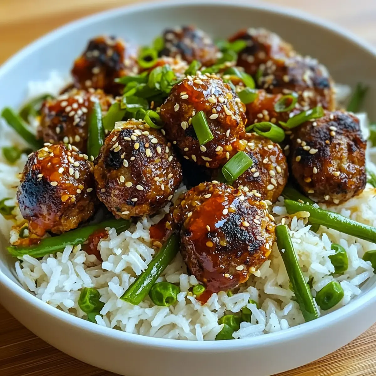 Firecracker Meatballs Coconut Rice