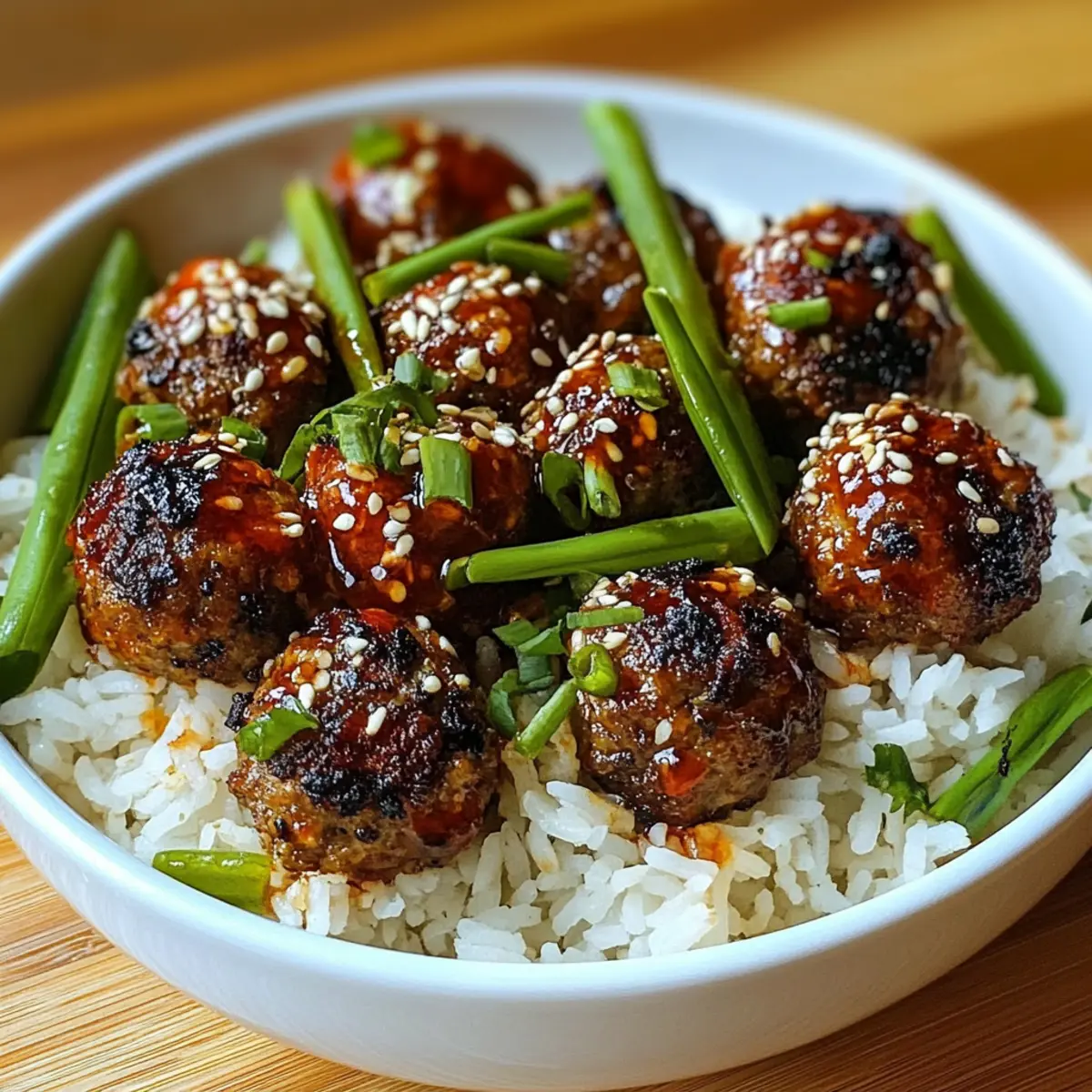Firecracker Meatballs Coconut Rice