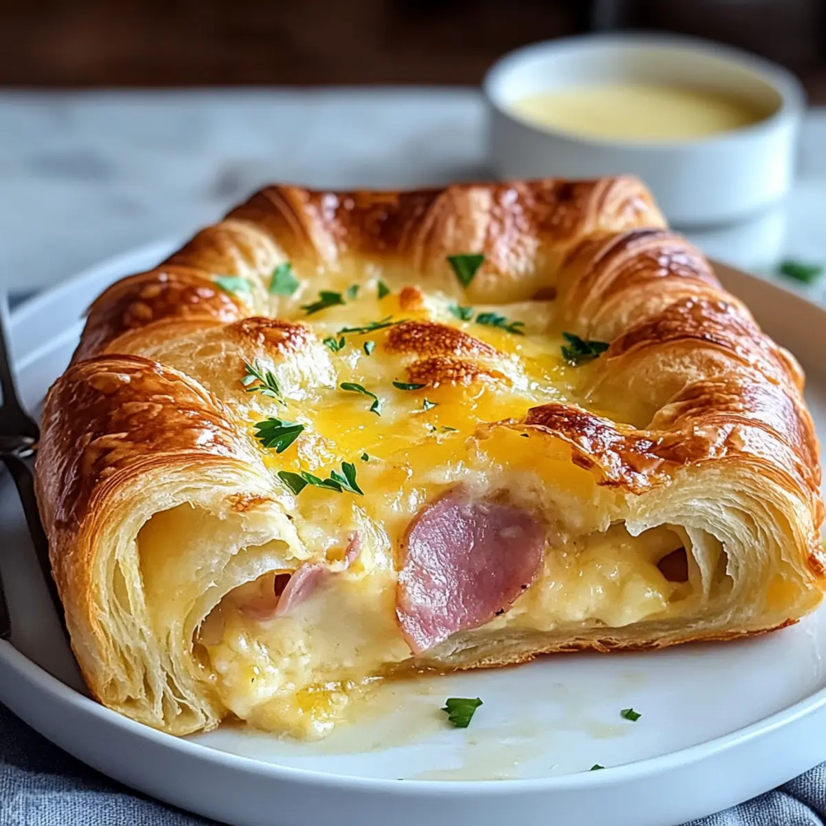 Ham and Cheese Croissant Breakfast Casserole