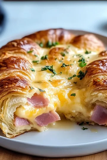 Ham and Cheese Croissant Breakfast Casserole