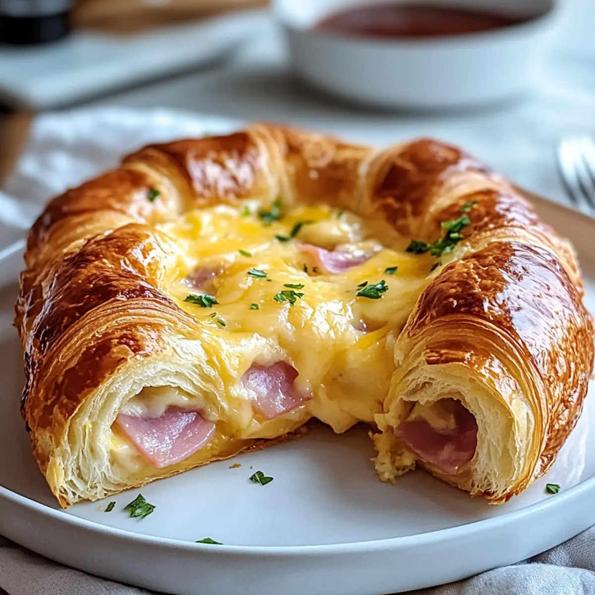 Ham and Cheese Croissant Breakfast Casserole