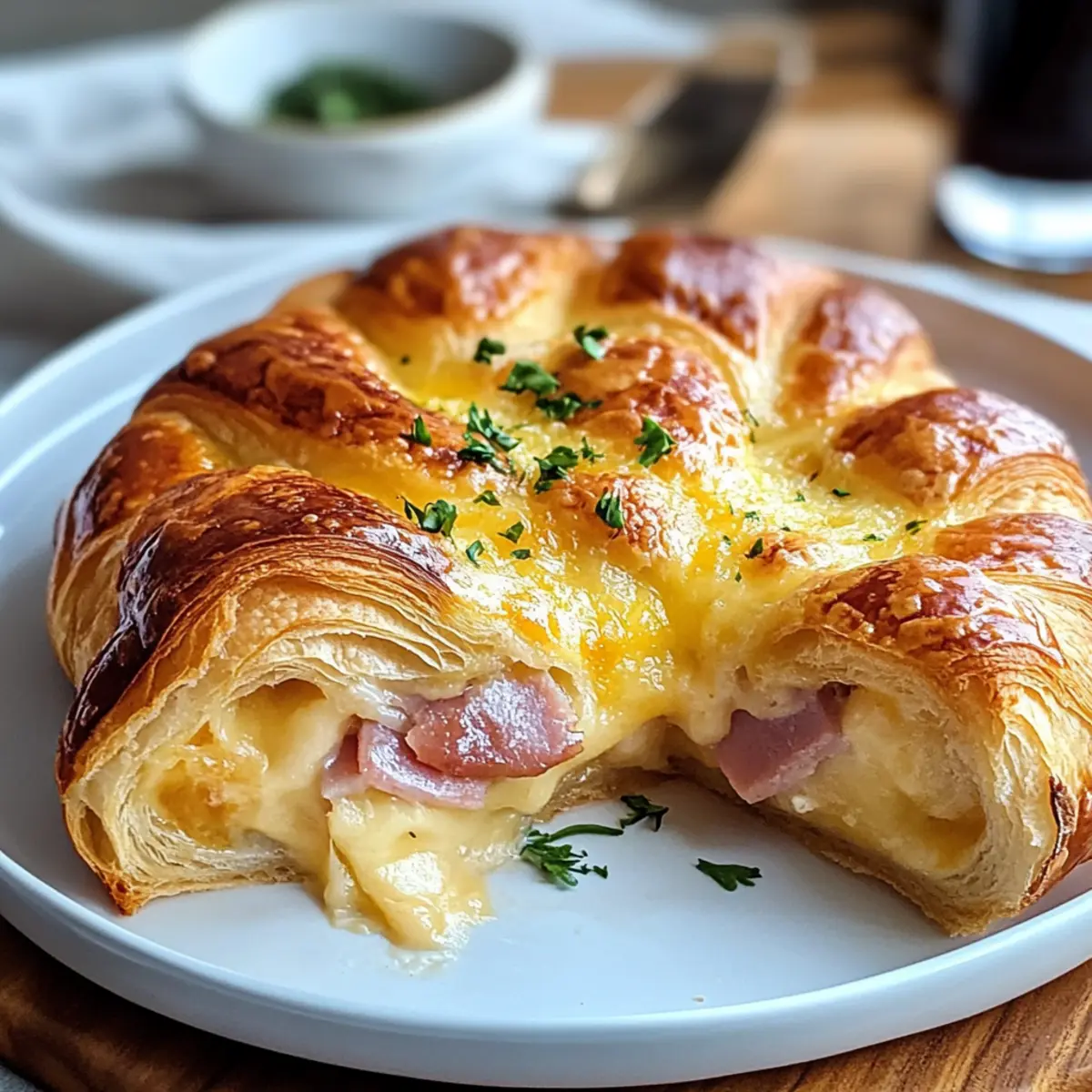 Ham and Cheese Croissant Breakfast Casserole