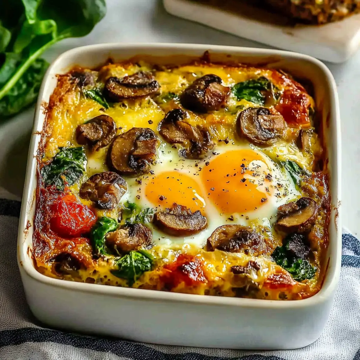 Hearty Sausage Spinach Mushroom Egg Bake