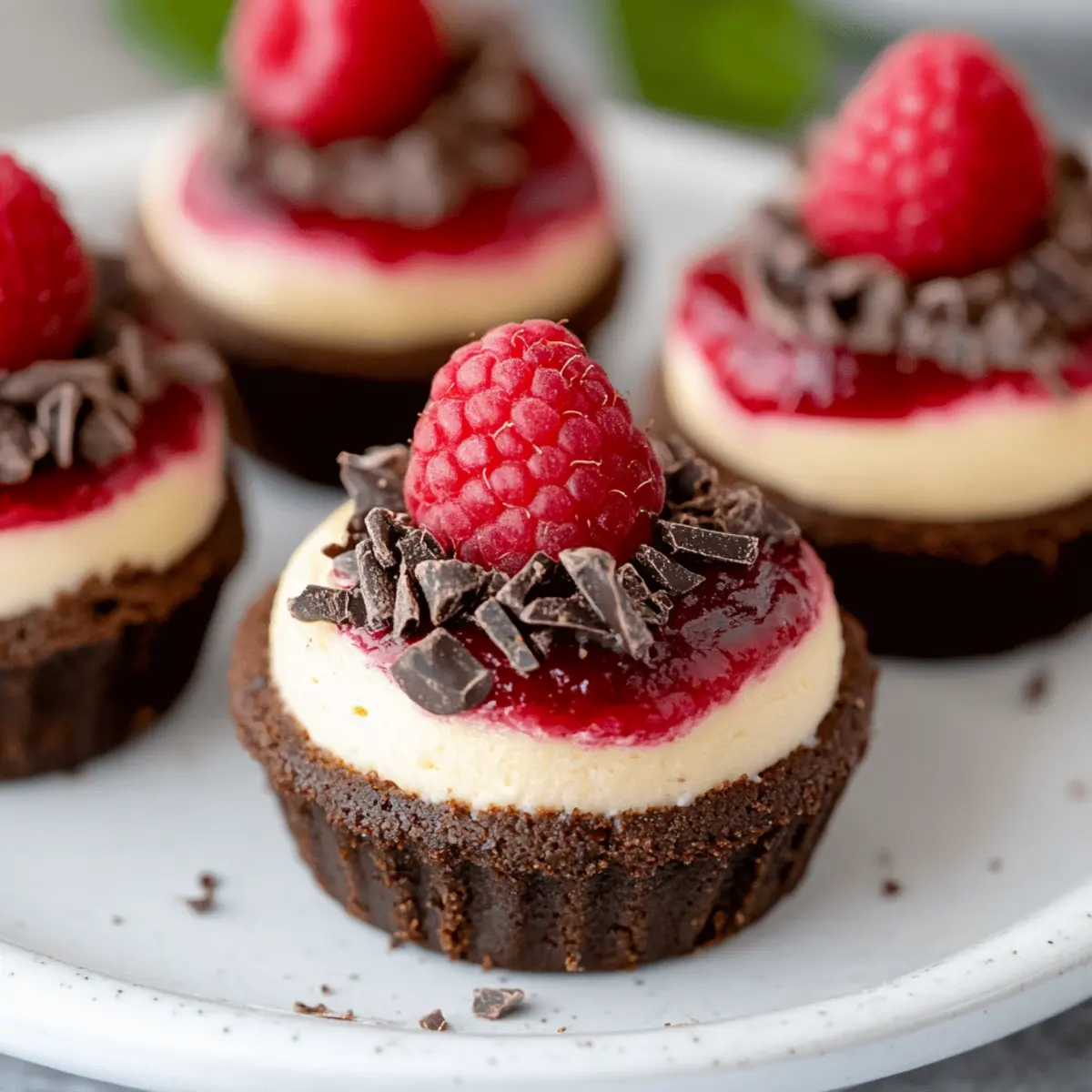 Mini Chocolate Raspberry Cheesecakes