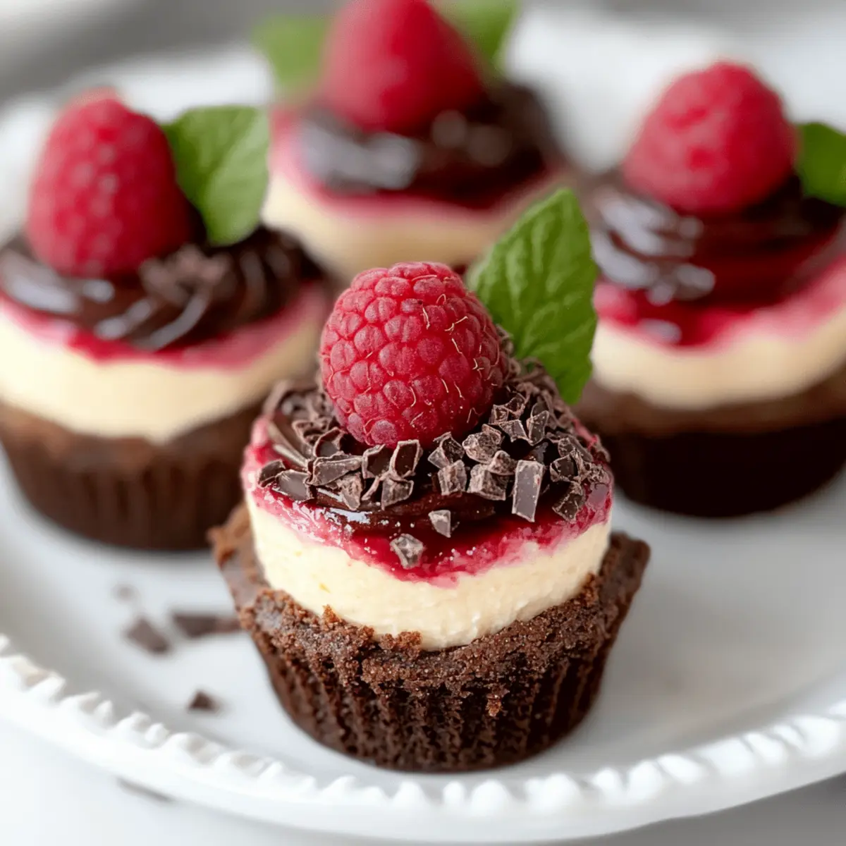 Mini Chocolate Raspberry Cheesecakes