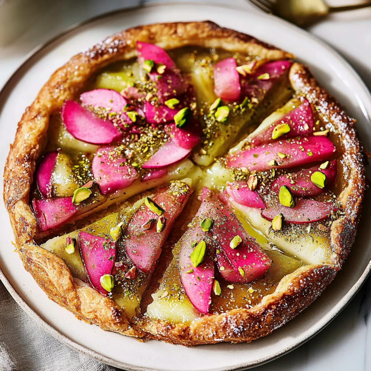 Rhubarb Galette with Pistachio Frangipane