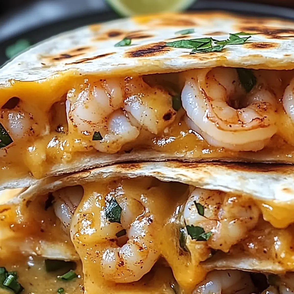 Shrimp Quesadilla with Melty Cheese
