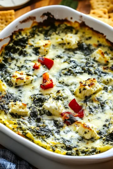 Spinach and Pepperoncini Baked Feta Dip