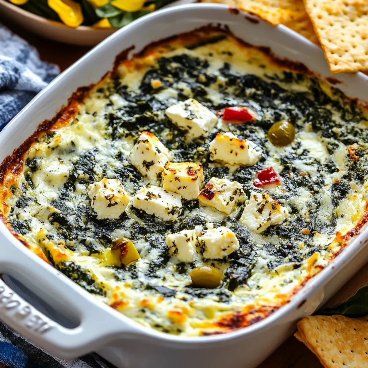 Spinach and Pepperoncini Baked Feta Dip