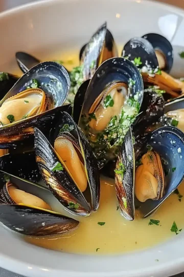 Steamed Mussels with Garlic Butter